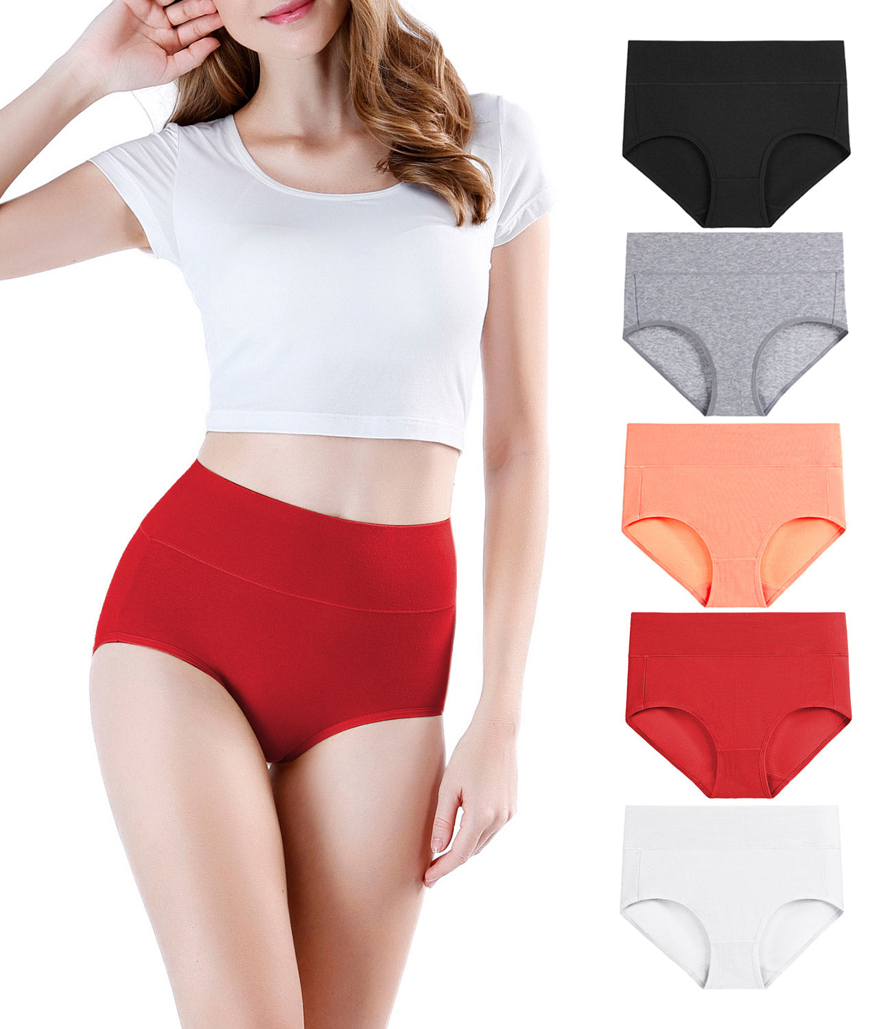 wirarpa Women’s Super High Waisted Cotton Briefs Underwear 5 Pack