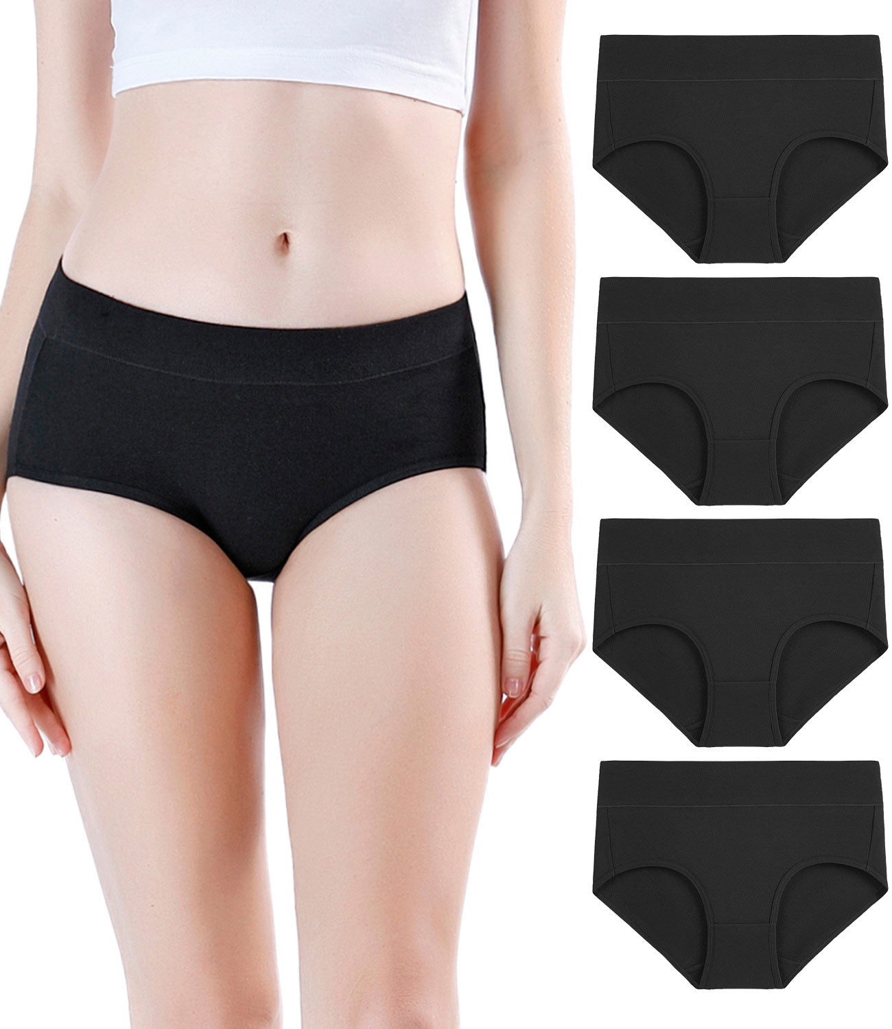 wirarpa Women’s Multicolored Cotton Stretch Mid Rise Briefs 4 Pack