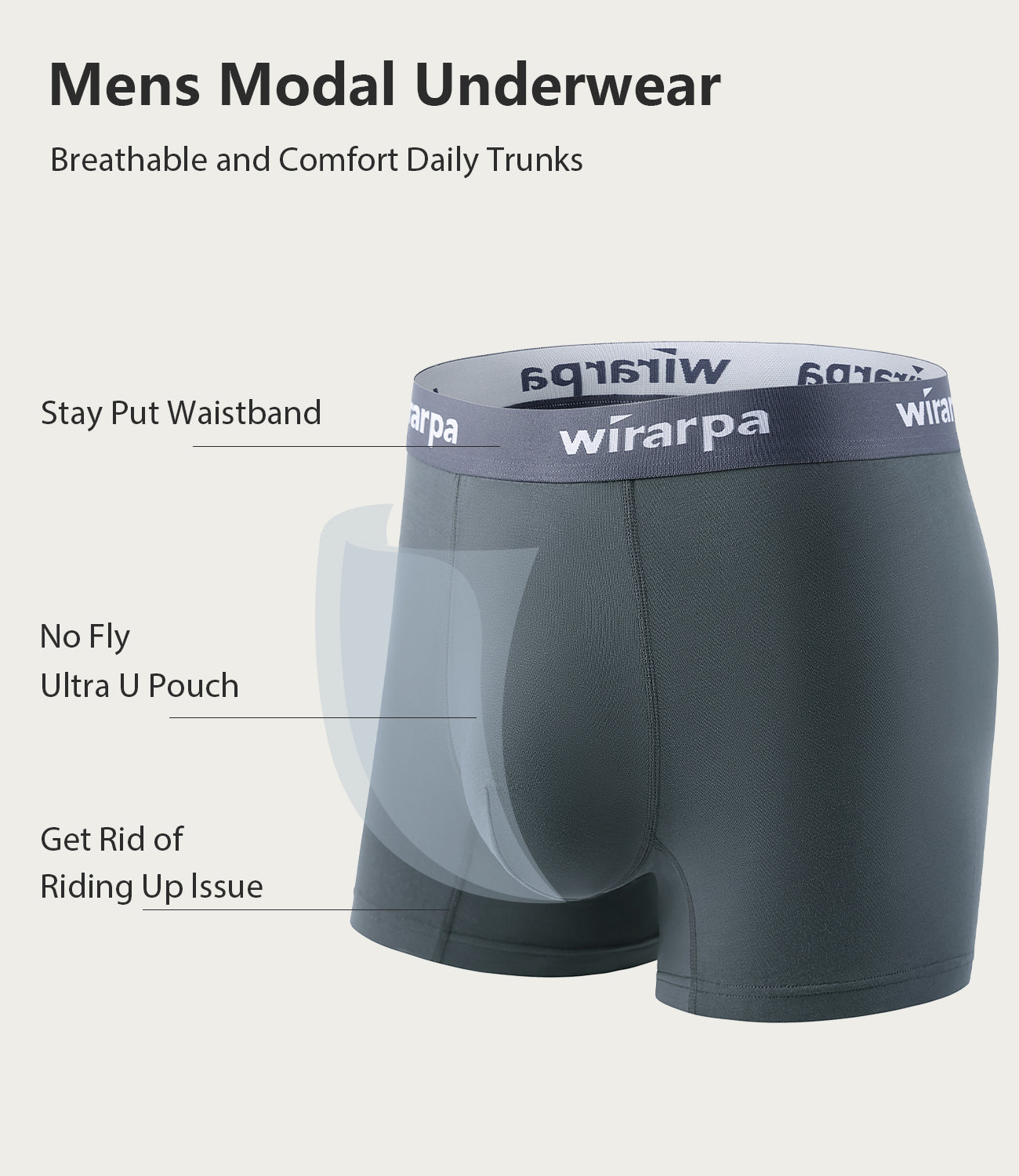 wirarpa Men's Underwear Micro Modal Trunks Soft Microfiber Boxer Briefs 4 Pack - Wirarpa Apparel, Inc.