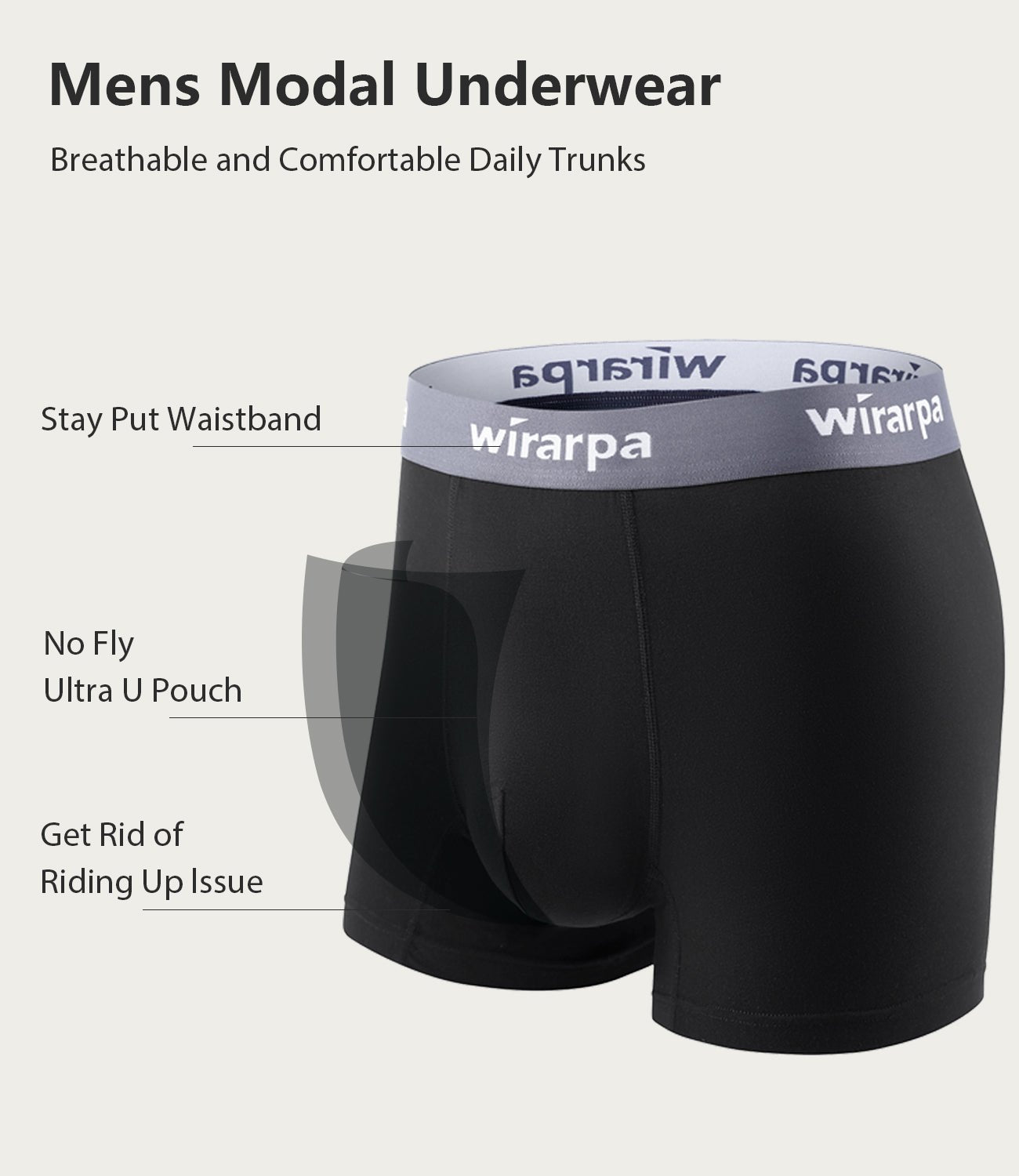 wirarpa Men's Underwear Micro Modal Trunks Soft Microfiber Boxer Briefs 4 Pack - Wirarpa Apparel, Inc.