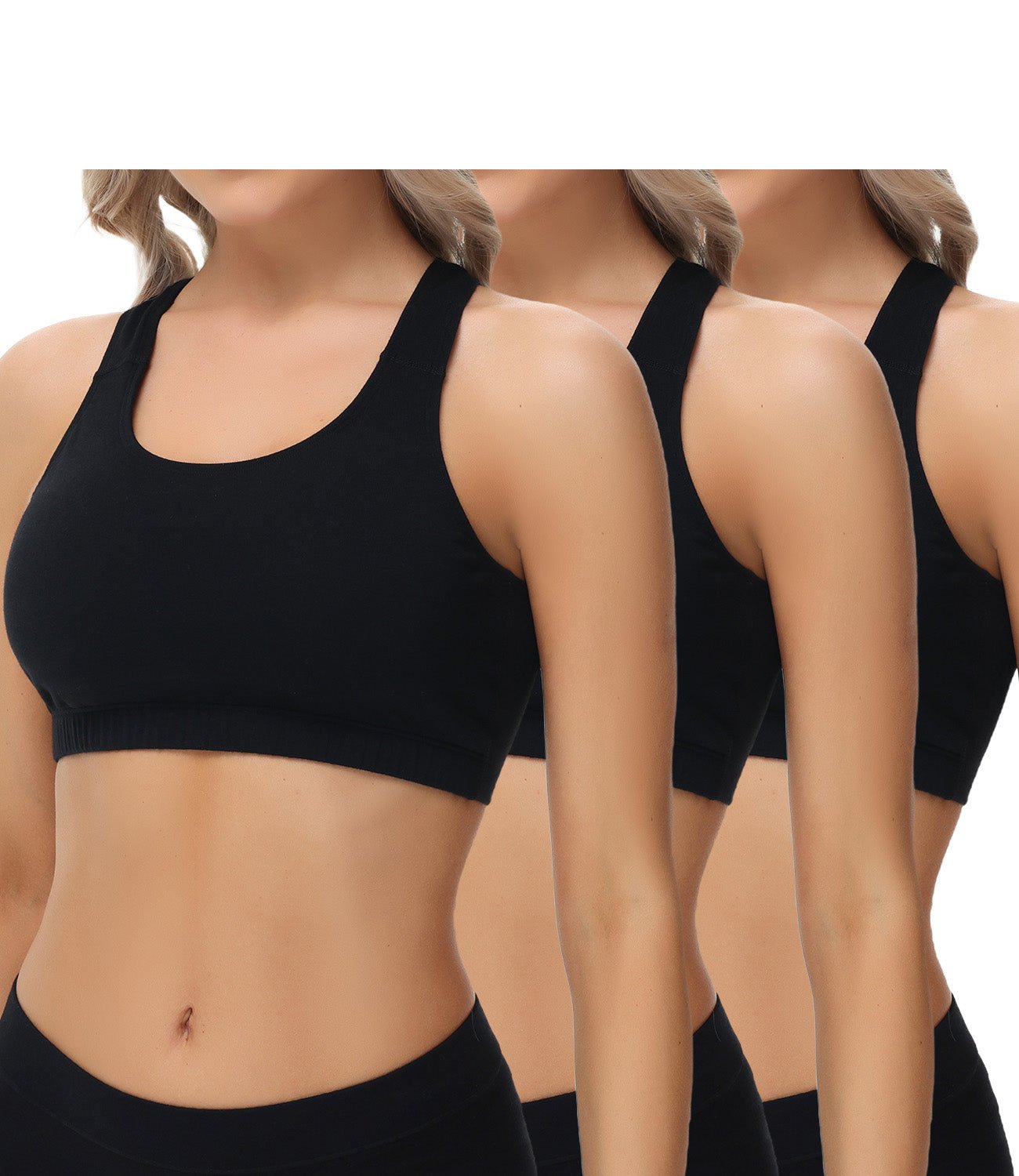 wirarpa Women's Bralette Cotton Racerback T - Back Bralettes Crop Top No Padding Light Support 3 Pack - Wirarpa Apparel, Inc.