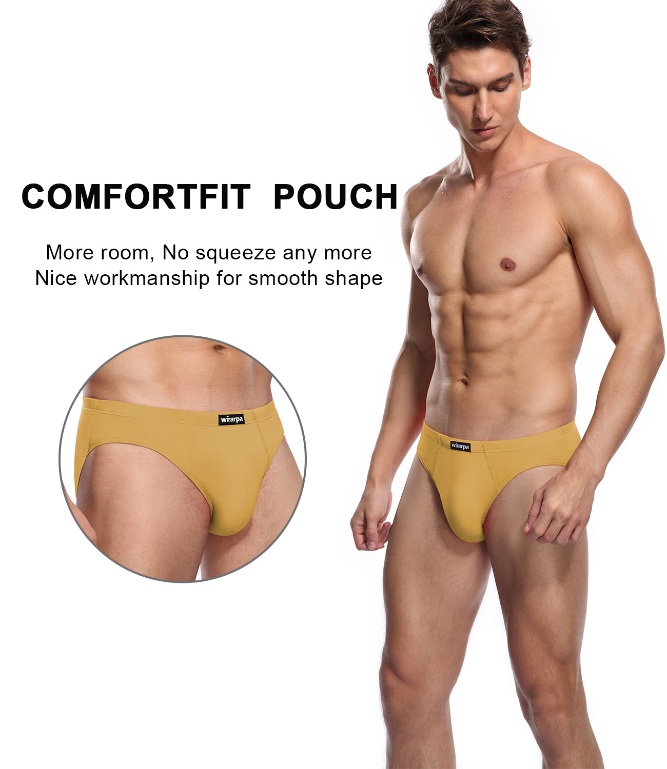  Wirarpa Mens Soft Stretchy Underwear Modal Microfiber Trunk  Briefs Covered Waistband Short Leg 4 Pack White
