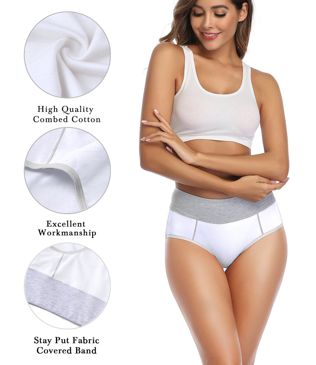 wirarpa Women’s High Waisted Cotton Briefs Underwear 5 Pack