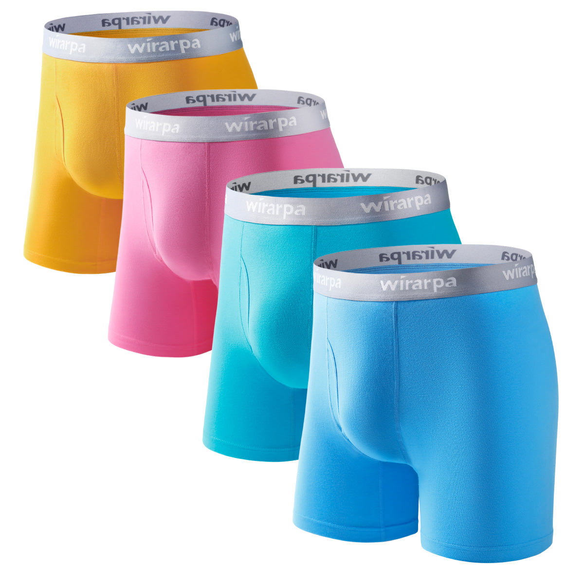 wirarpa Men's Cotton Boxer Briefs Underwear Regular Leg 4 Pack