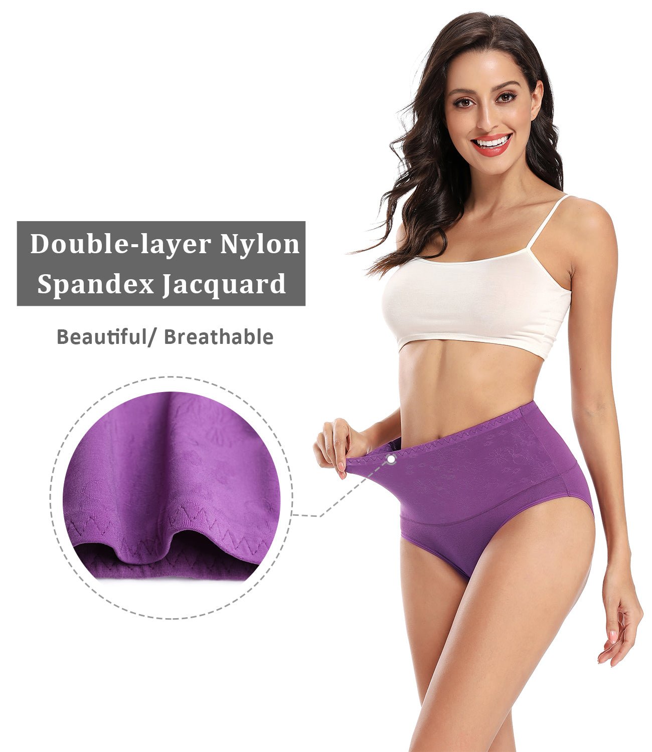 wirarpa Ladies High Waist Cotton Underwear with Beautiful Jacquard 4 Pack - Wirarpa Apparel, Inc.