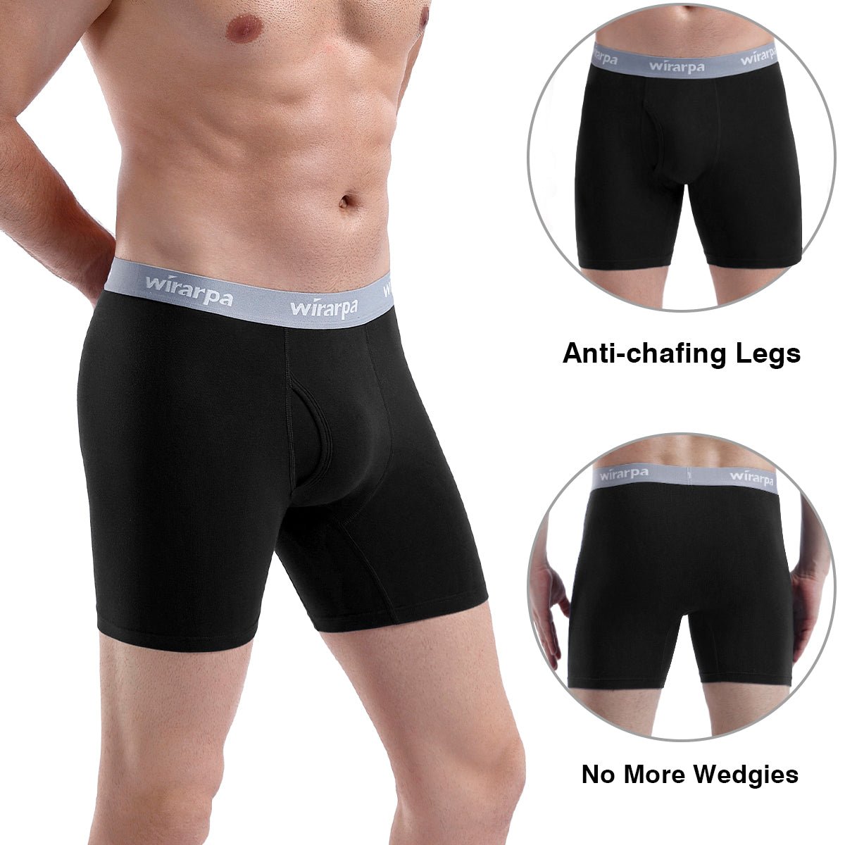 wirarpa Men's Cotton Boxer Briefs Underwear Regular Leg 4 Pack – Wirarpa  Apparel, Inc.