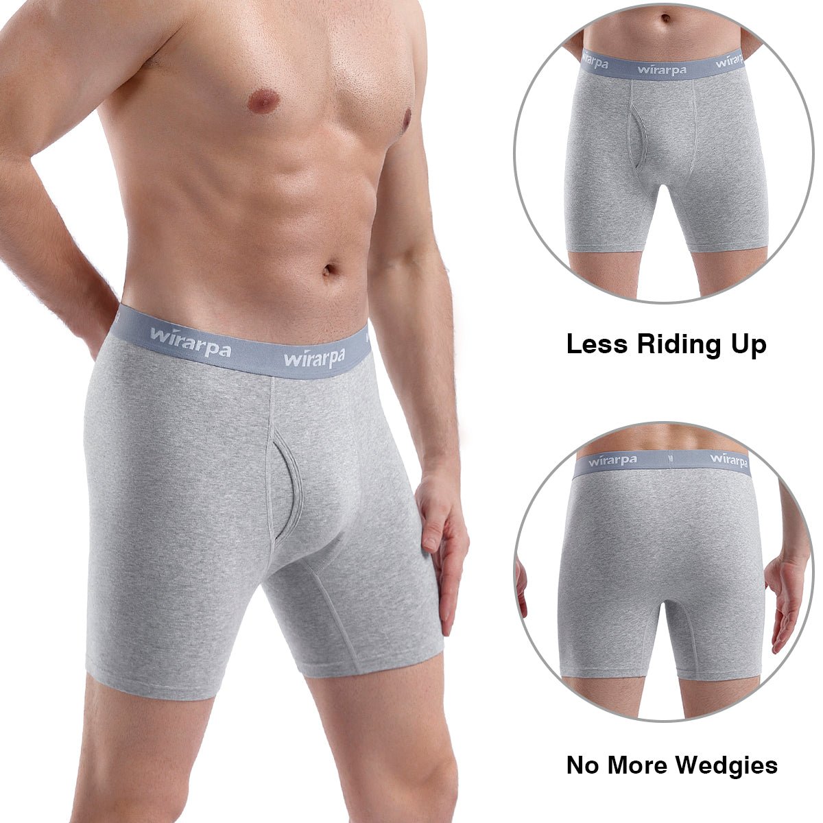 wirarpa Men's Trunk Underwear Short Leg Boxer Briefs Black 4 Pack Sizes  S-3XL 