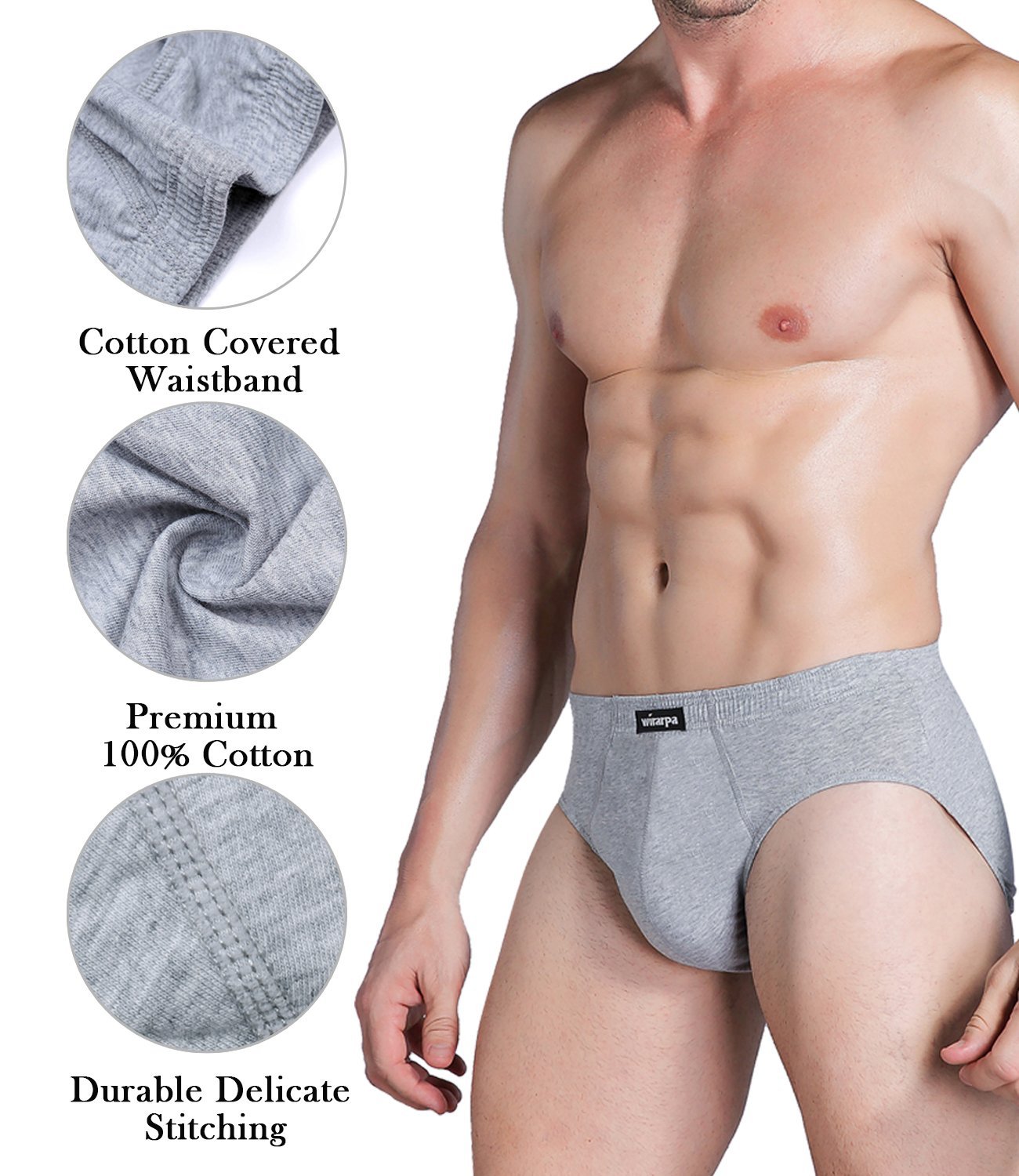  ANMUR Mens 100% Cotton Briefs Underwear 4 Pack Full