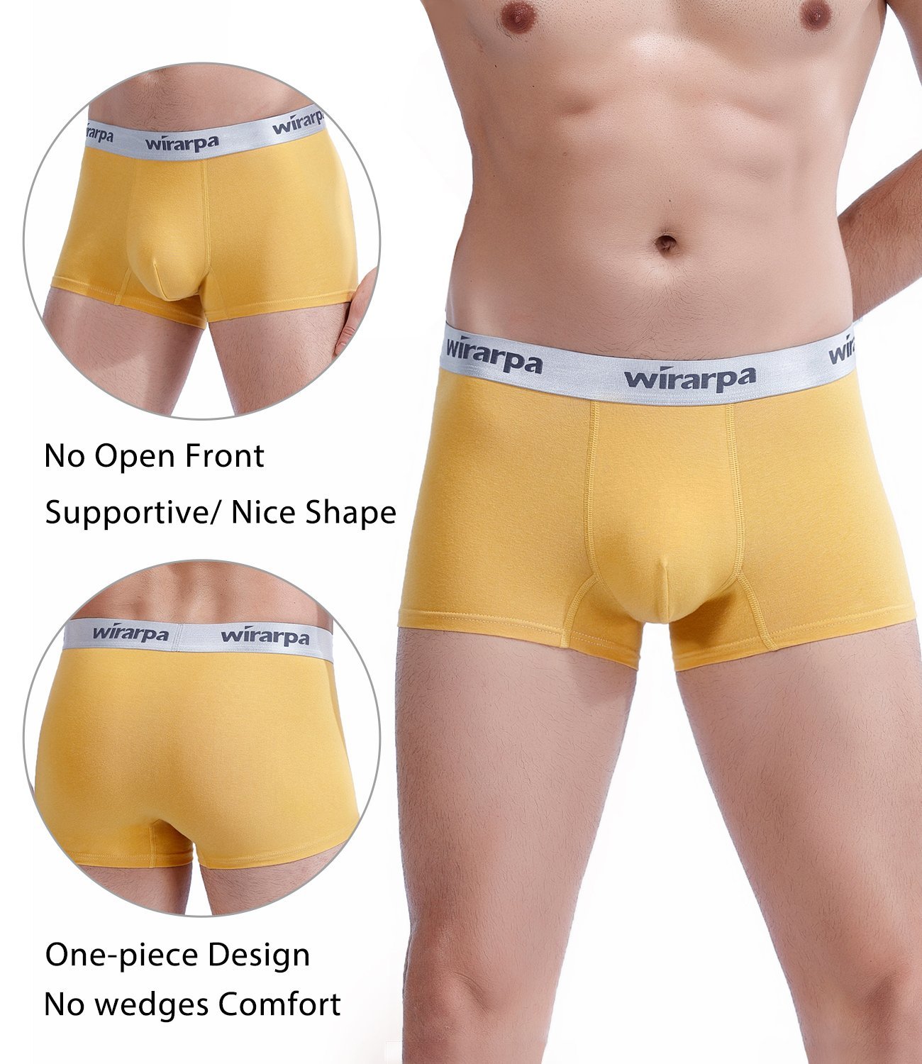 wirarpa Men’s Tagless Cotton Stretch Trunks with Wide Waistband 4 Pack