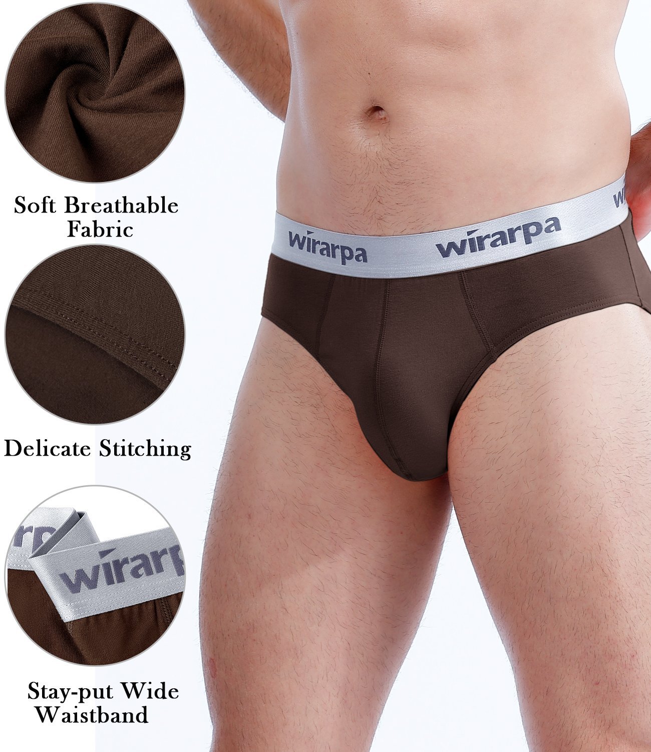 wirarpa Men's Cotton Stretch Briefs Underwear Soft Wide Waistband