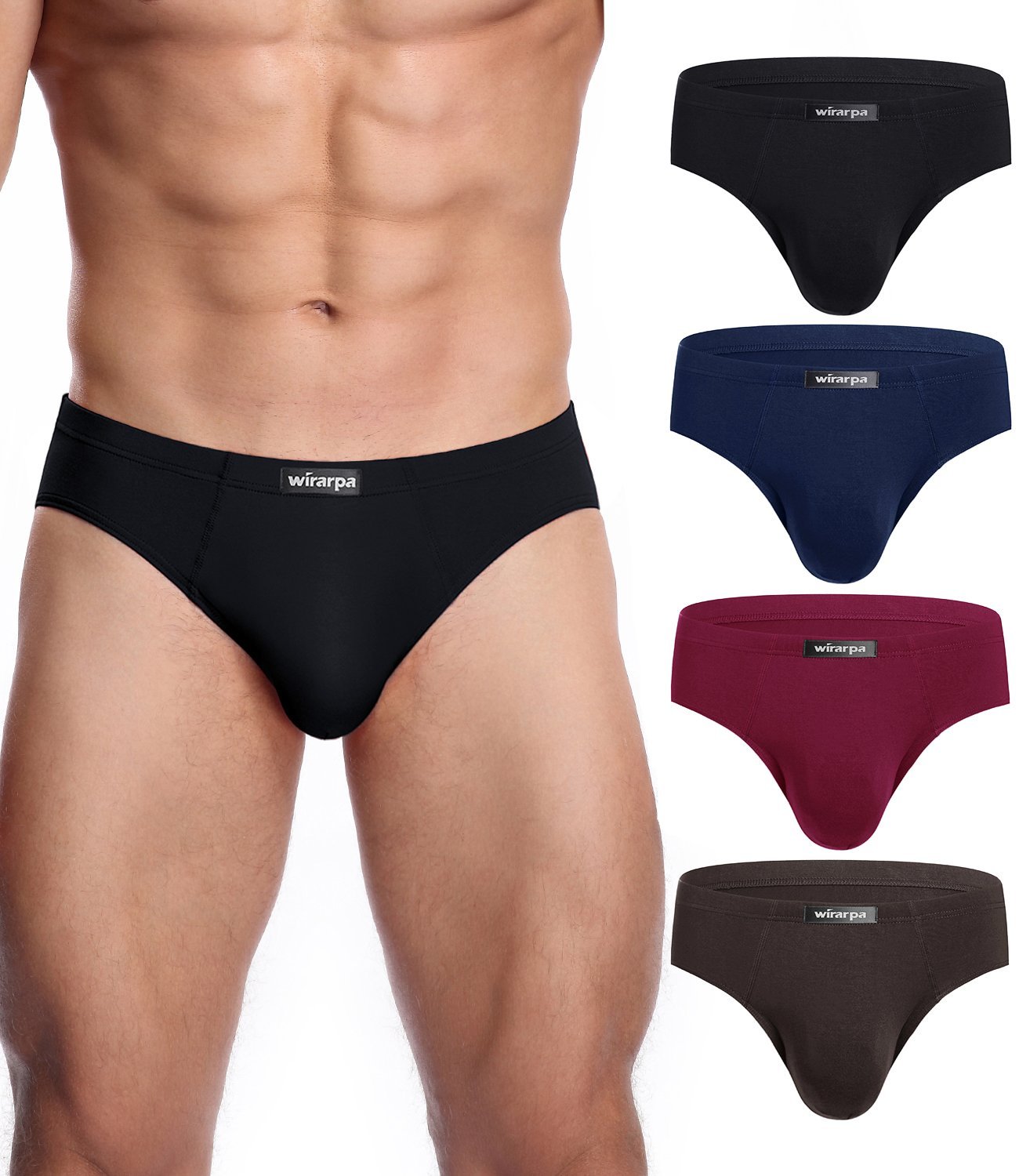 wirarpa Men's Underwear Micro Modal Trunks Briefs Short Leg Underwear 4  Pack Sizes S-3XL