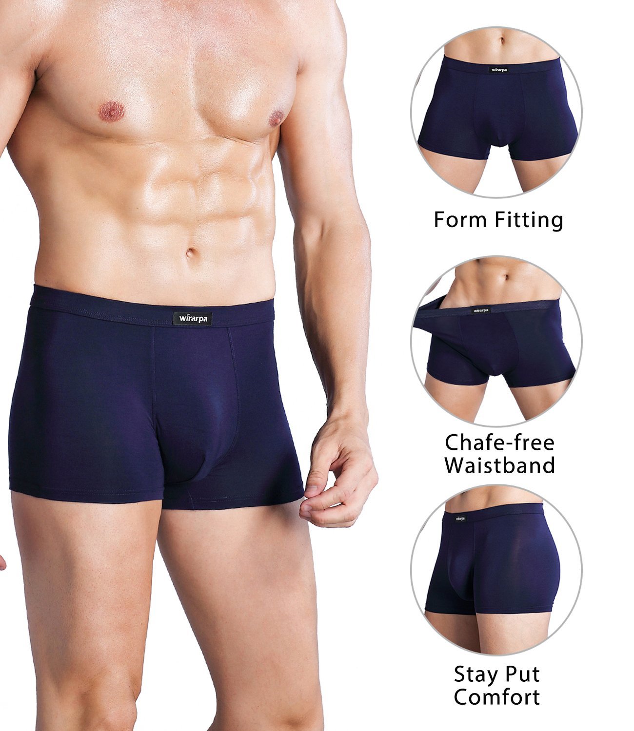 wirarpa Men's Underwear Micro Modal Trunks Briefs Short Leg Underwear 4  Pack Sizes S-3XL 