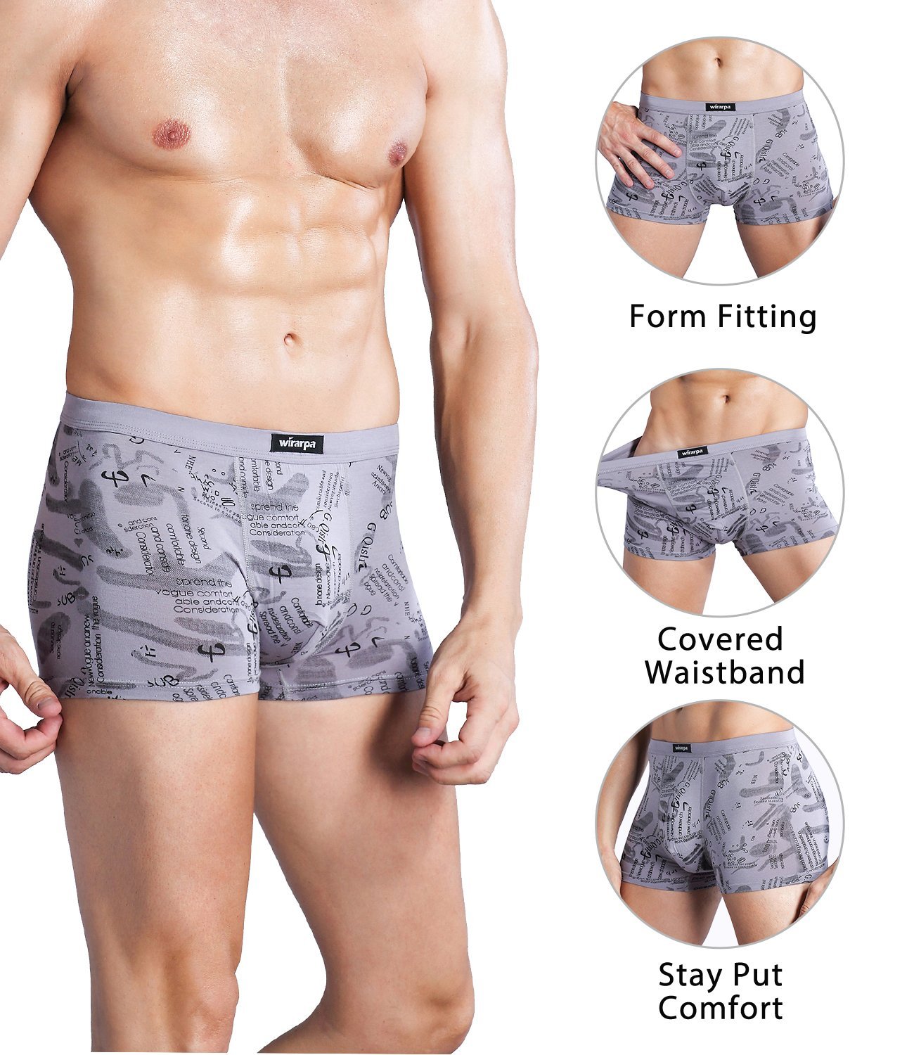 wirarpa Mens Underwear Modal Trunk Boxer Briefs Short Leg 4 Pack