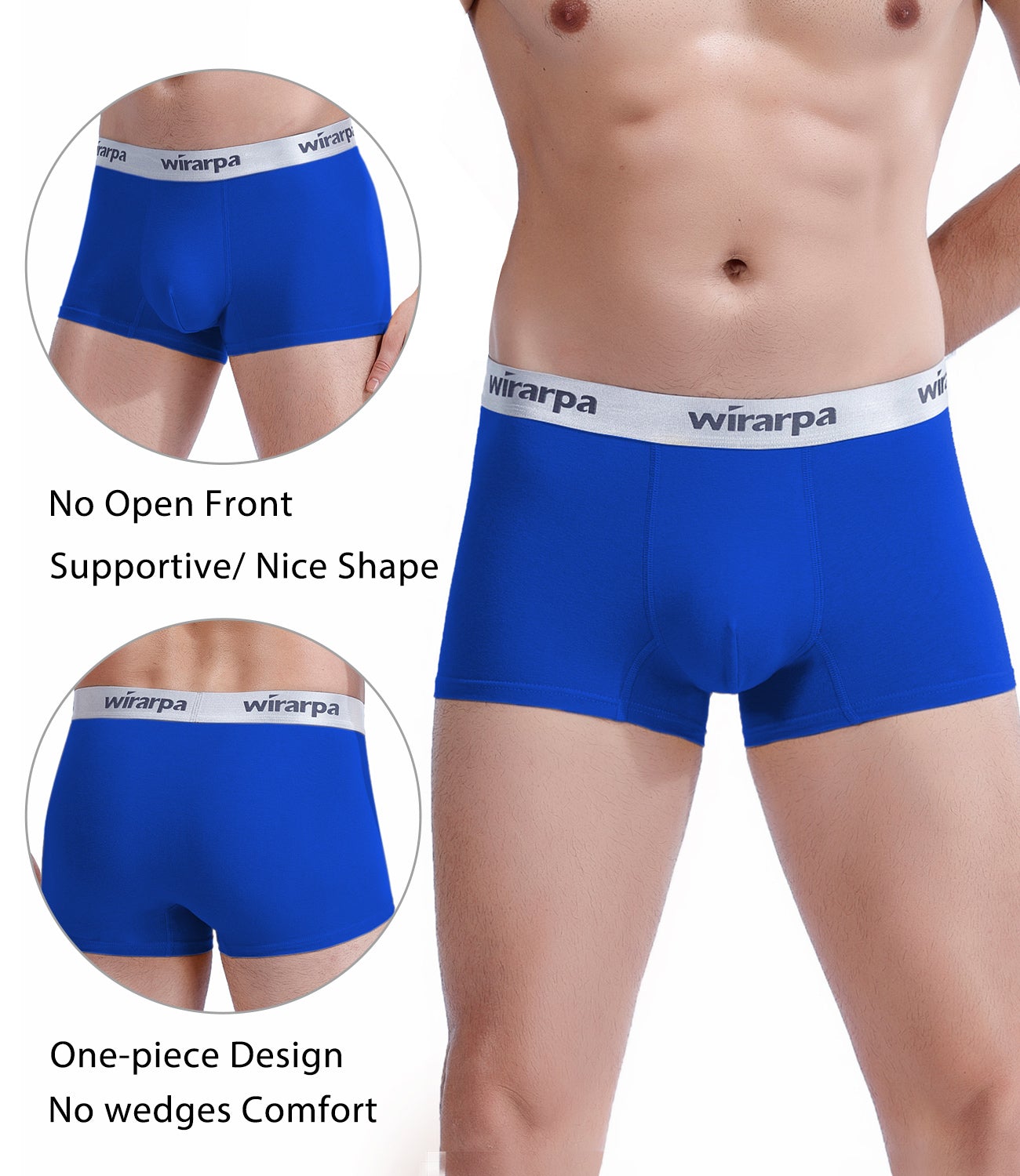 wirarpa Men's Cotton Trunks Soft Stretch Wide Waistband Underwear 4 Pack