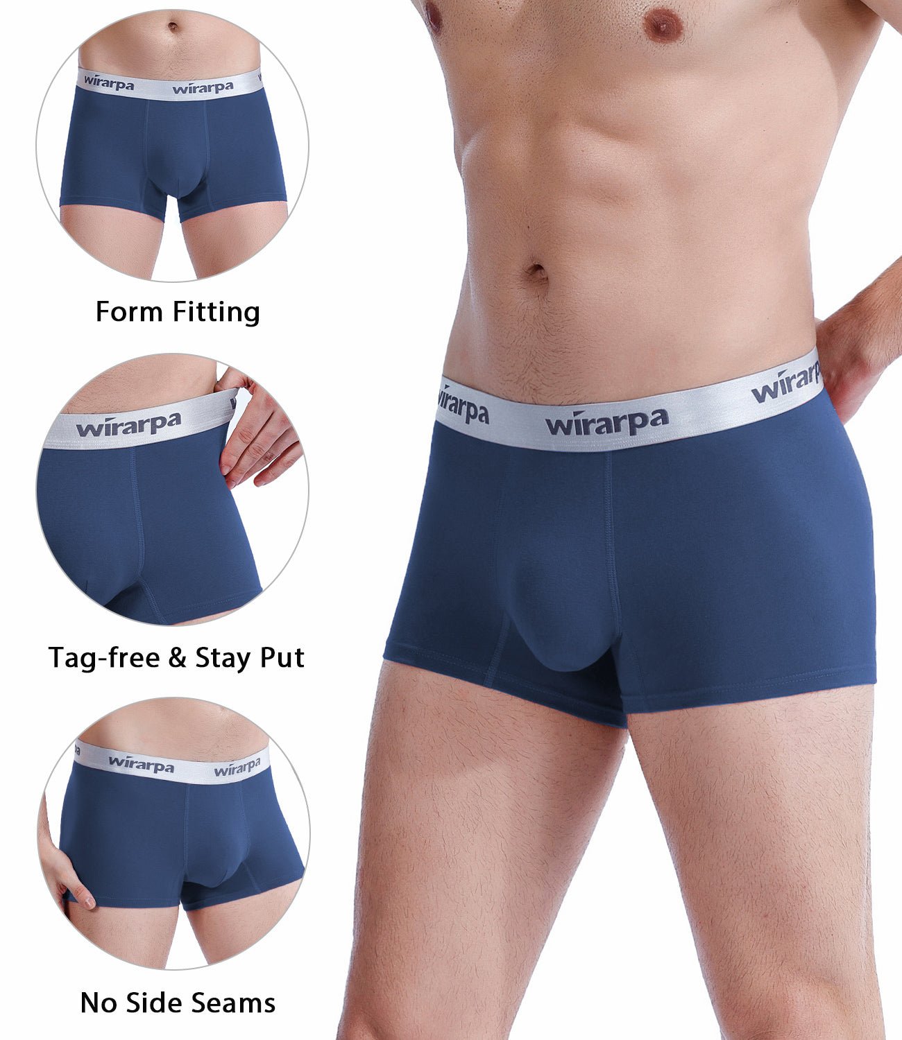wirarpa Men's Tagless Cotton Stretch Trunks with Wide Waistband 4 Pack –  Wirarpa Apparel, Inc.