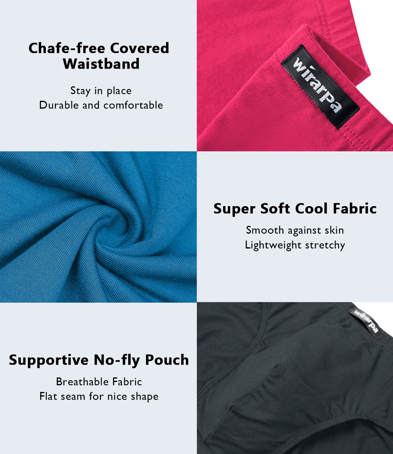 wirarpa Men’s Ultra Soft Silky Touch Viscose Underwear Briefs 4 Pack - Wirarpa Apparel, Inc.