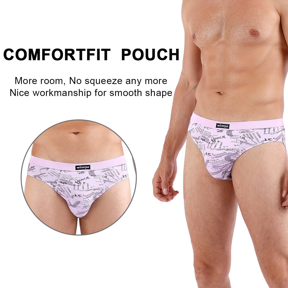wirarpa Men's Underwear Modal Microfiber Briefs No Fly Covered Waistband 4  Pack Sizes S-3XL