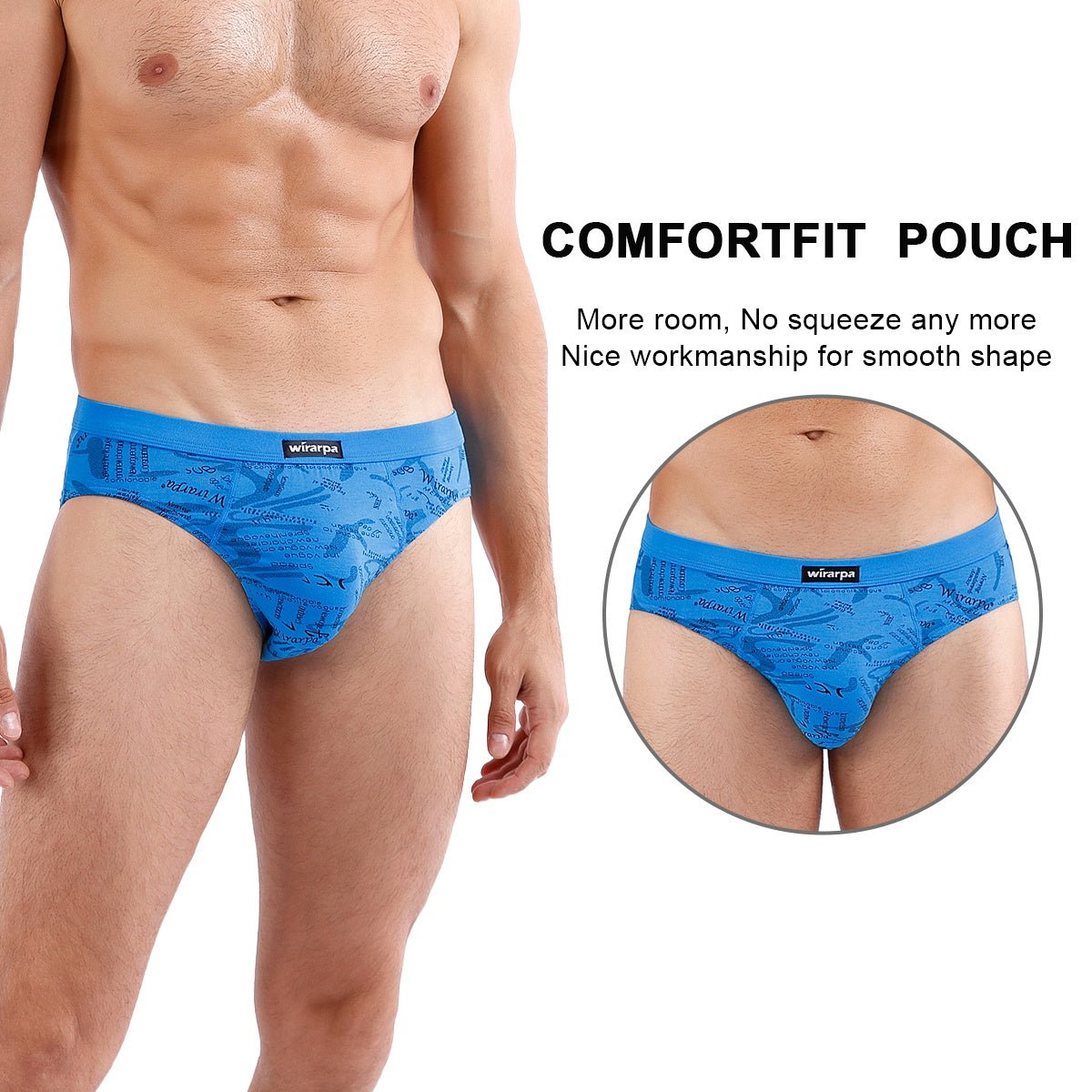  Wirarpa Mens Breathable Micro Modal Trunk Underwear Covered  Waistband Microfiber Underpants Short Leg Solid Color