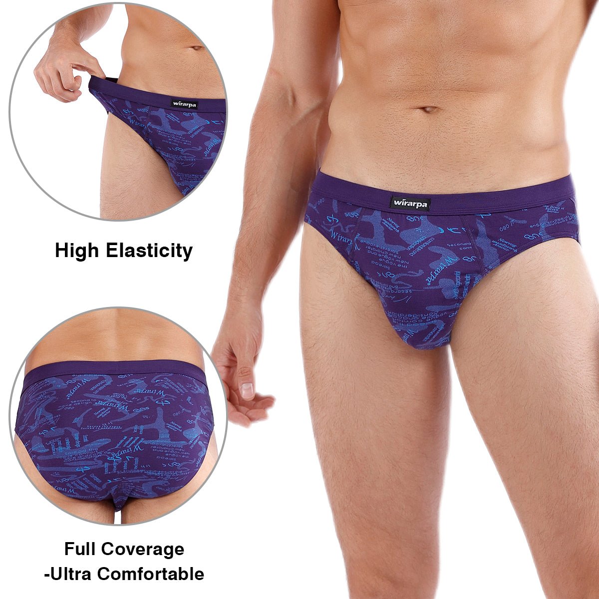 wirarpa Men's Underwear Multipack Modal Microfiber Briefs Underpants No Fly  Printed 4 Pack