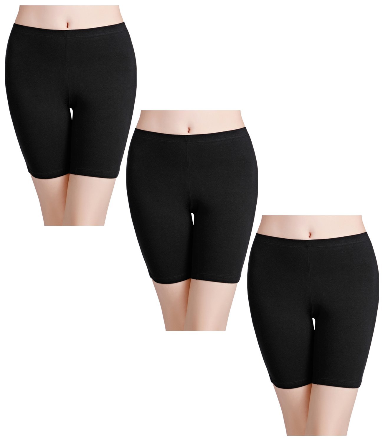 wirarpa Women's Cotton Boxer Briefs Underwear Anti Chafe Boy Shorts 3  Inseam 4 Pack Black Heather Grey Orange Red 2X-Large