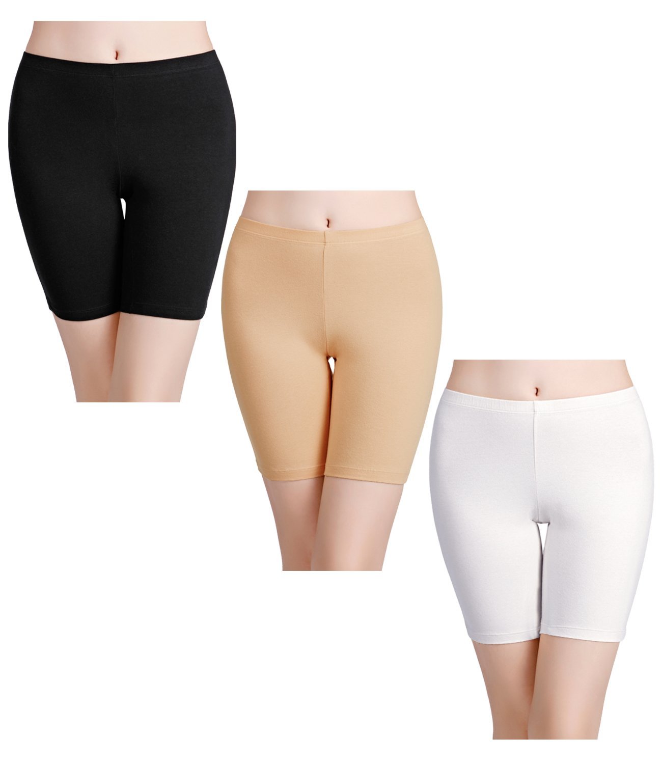 wirarpa Women's Cotton Boxer Briefs Underwear Anti Chafe Boy Shorts 3  Inseam 4 Pack White Small