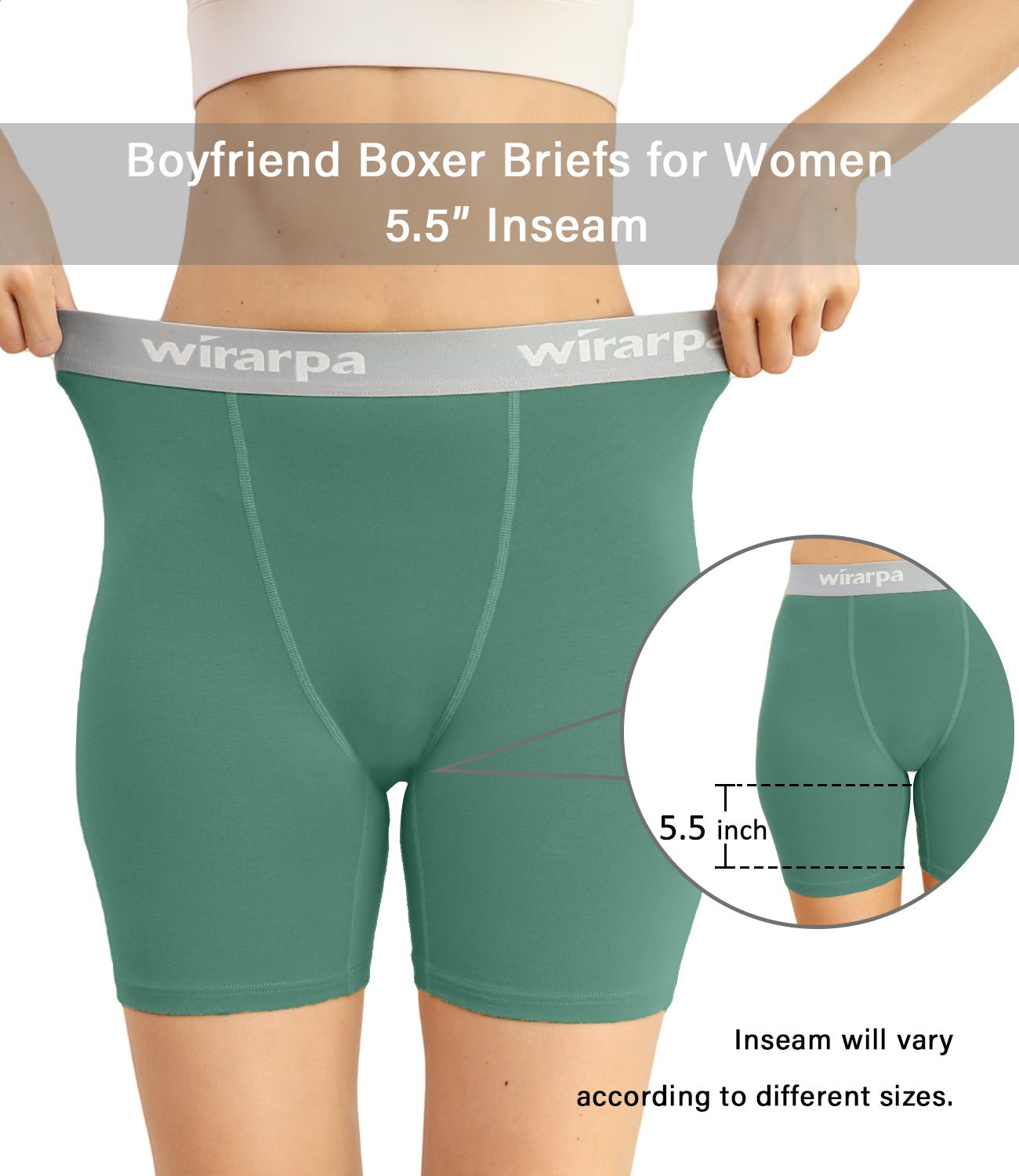 wirarpa Women's Cotton Boxer Briefs Underwear Anti Chafe Boy Shorts 3  Inseam 4 Pack White Medium 