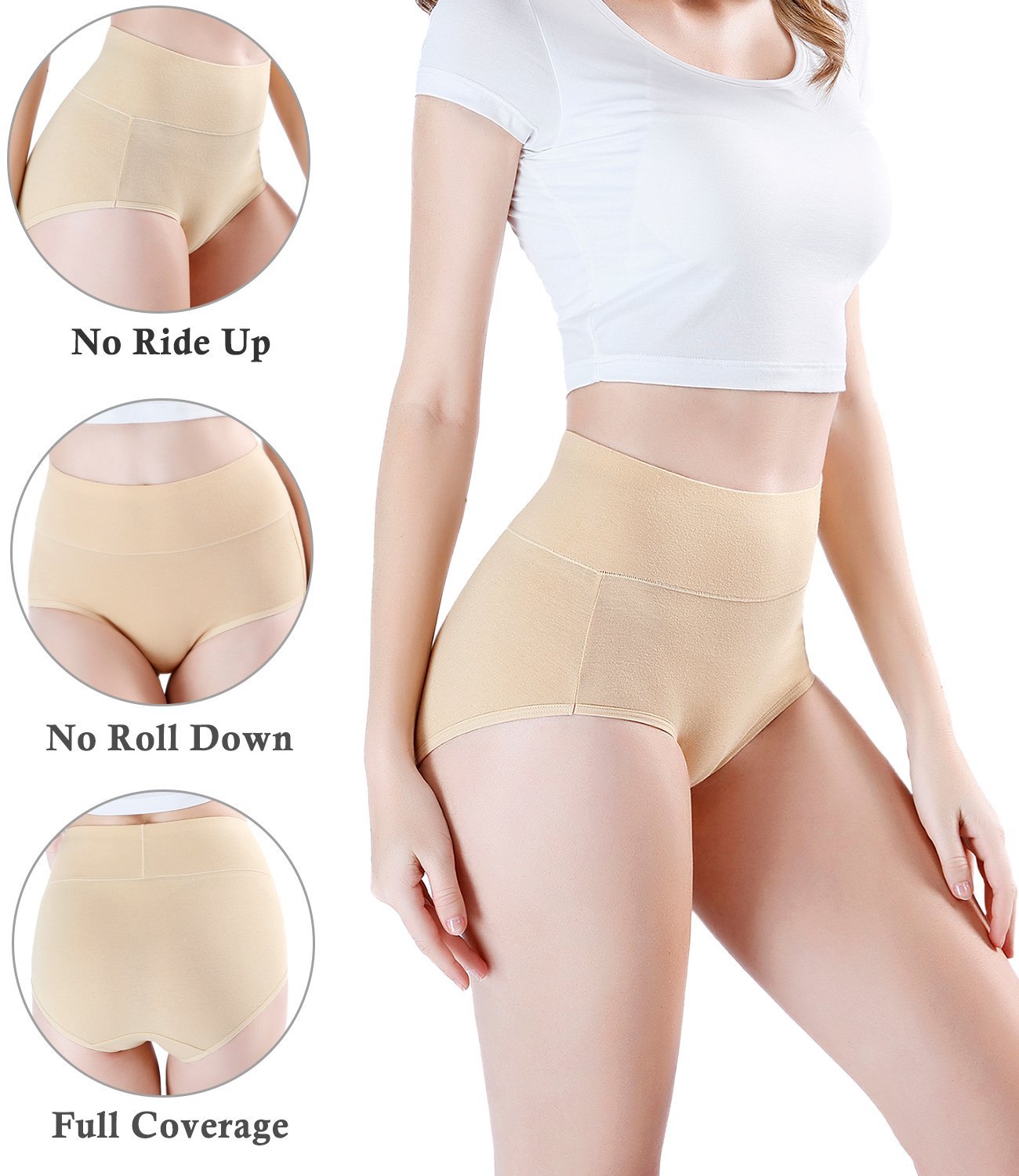 Buy wirarpaWomen's Modal Underwear Soft High Waist Briefs Ladies