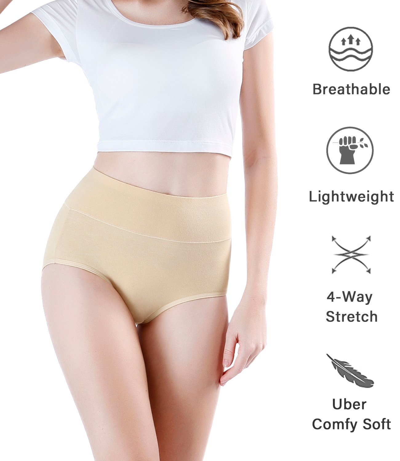 Bamboo Fiber Women Luxury Underwear Silky Ultra Soft Briefs Breathable  Stretch High Waist Panties 4 pack