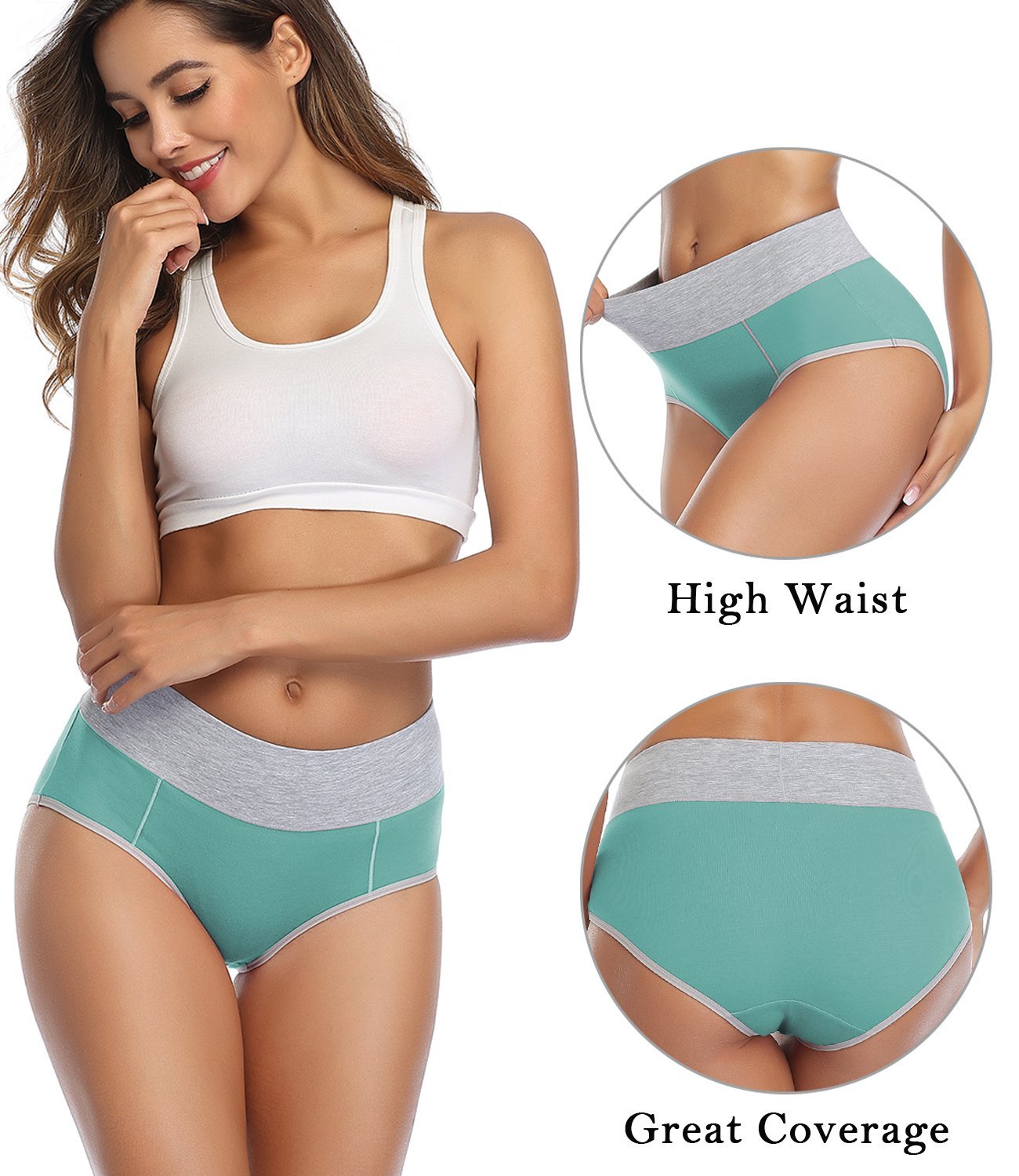 Buy wirarpa Women's Cotton Underwear High Waist Stretch Briefs