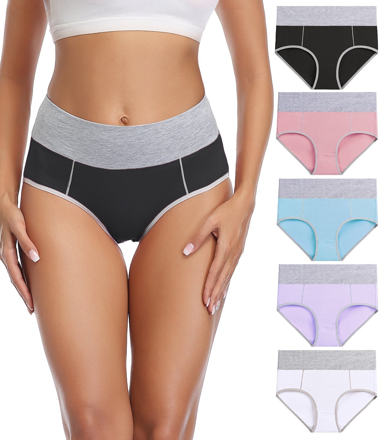 wirarpa Women's Underwear Mid Waisted Stretch Briefs Panties Beige