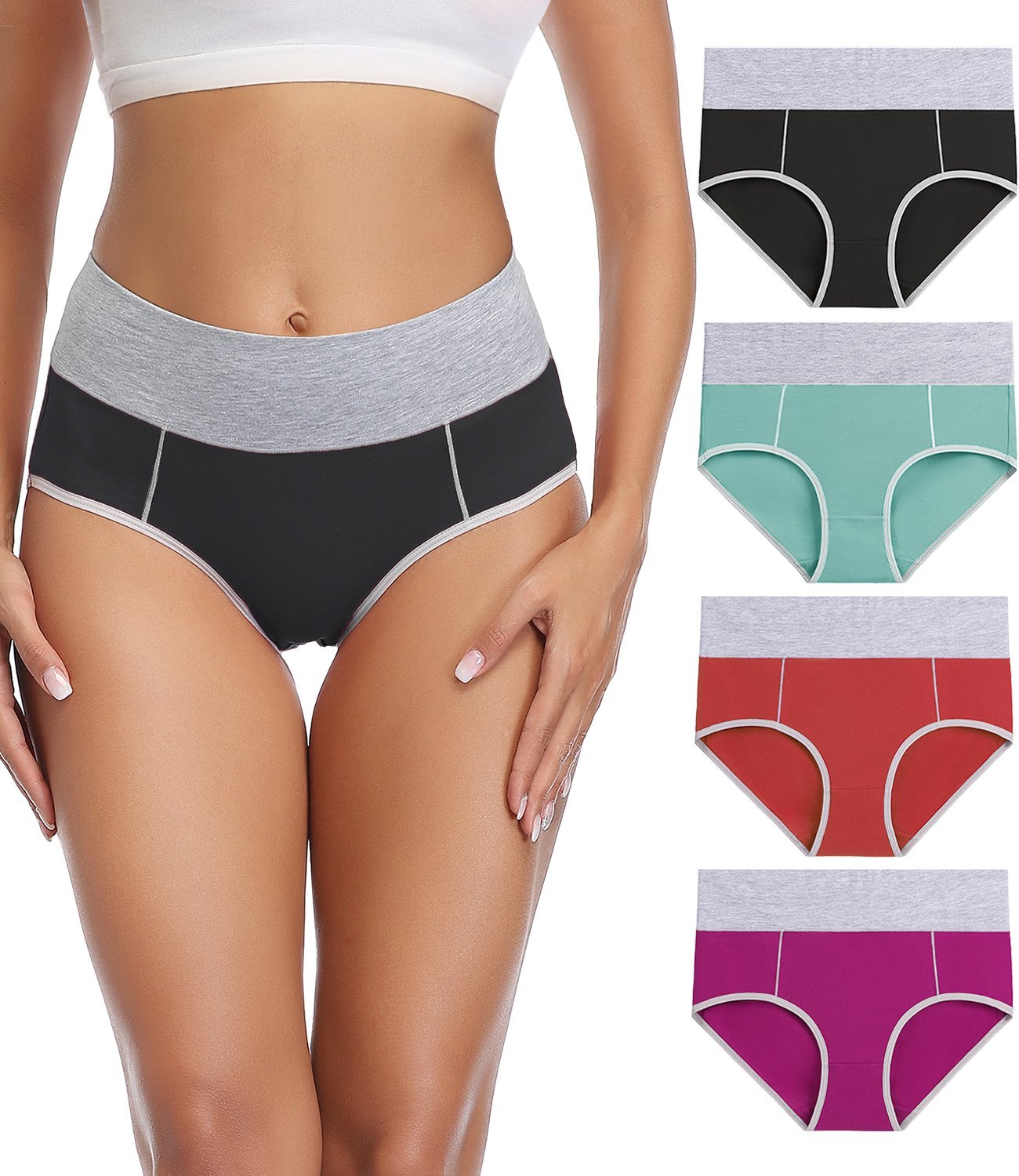 wirarpa Women High Waisted Underwear Cotton Briefs Tummy Control Panties 4  Pack : : Clothing, Shoes & Accessories