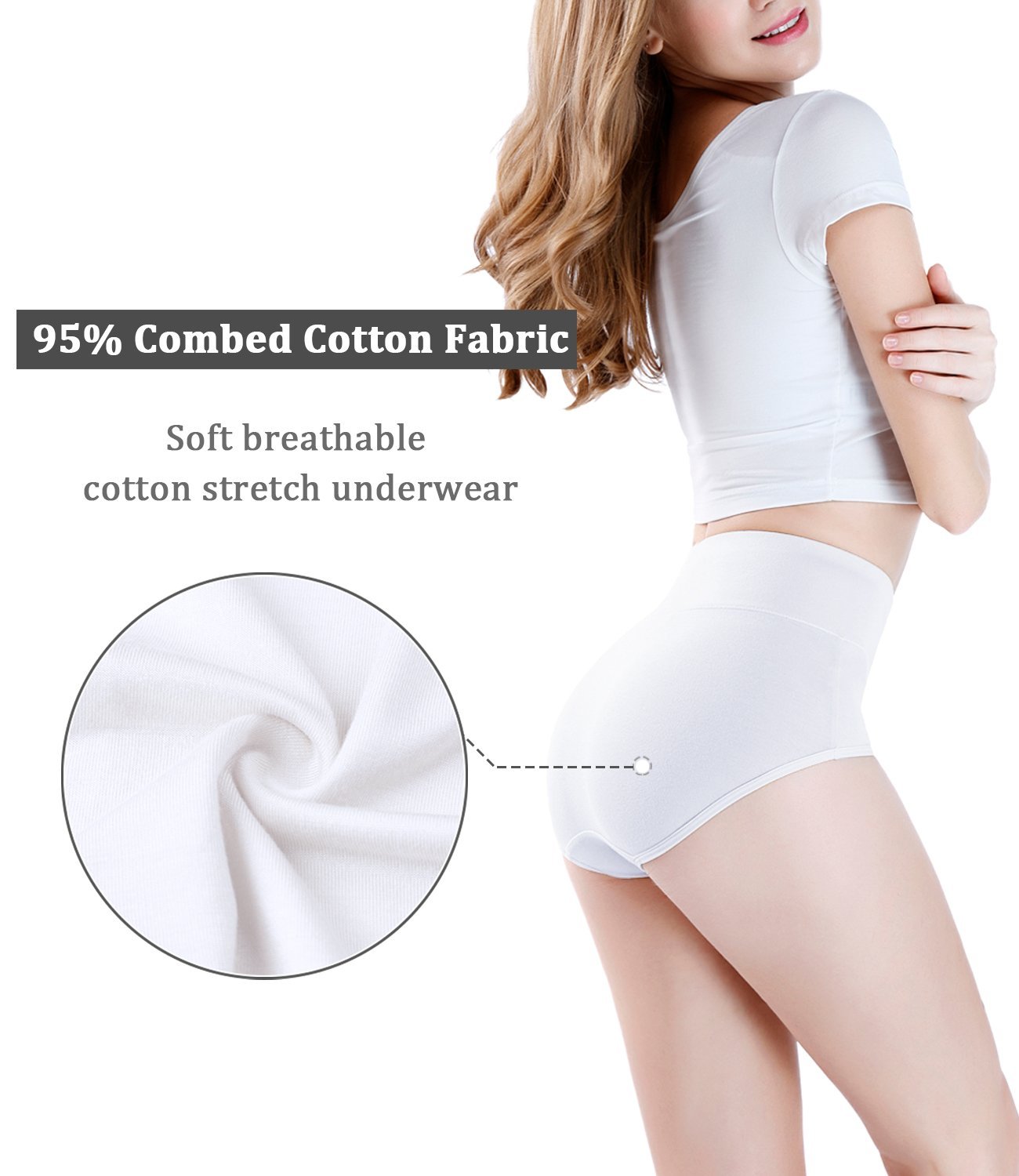 bixueo Triumphˉ women cotton seamless high-waisted briefs underwear ladies  stretch breathable panties pack of 4