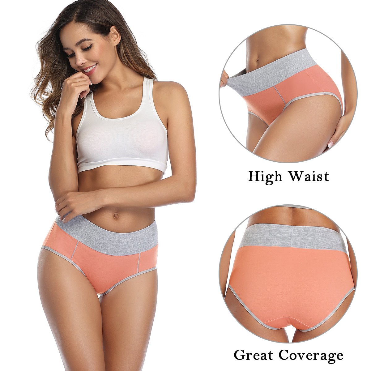 wirarpa Women’s High Waisted Cotton Briefs Underwear 5 Pack