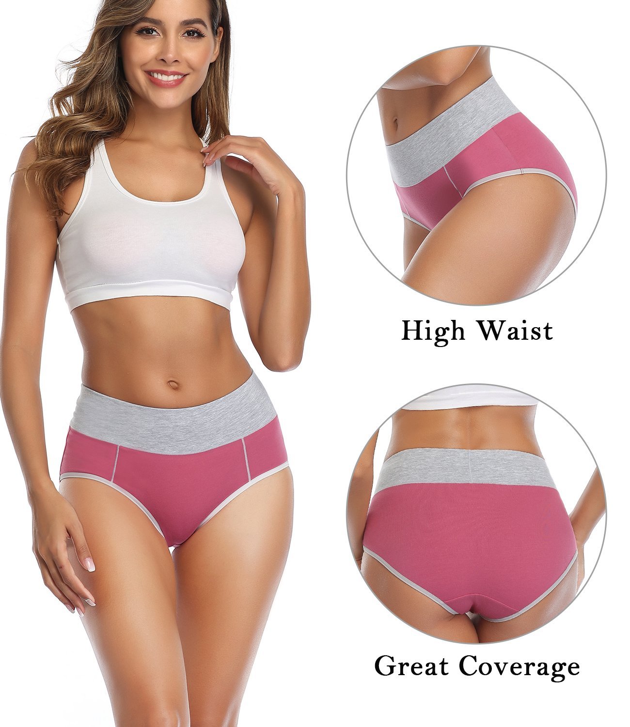 wirarpa Women's 5 Pack Cotton Underwear High Waisted Full - Import It All