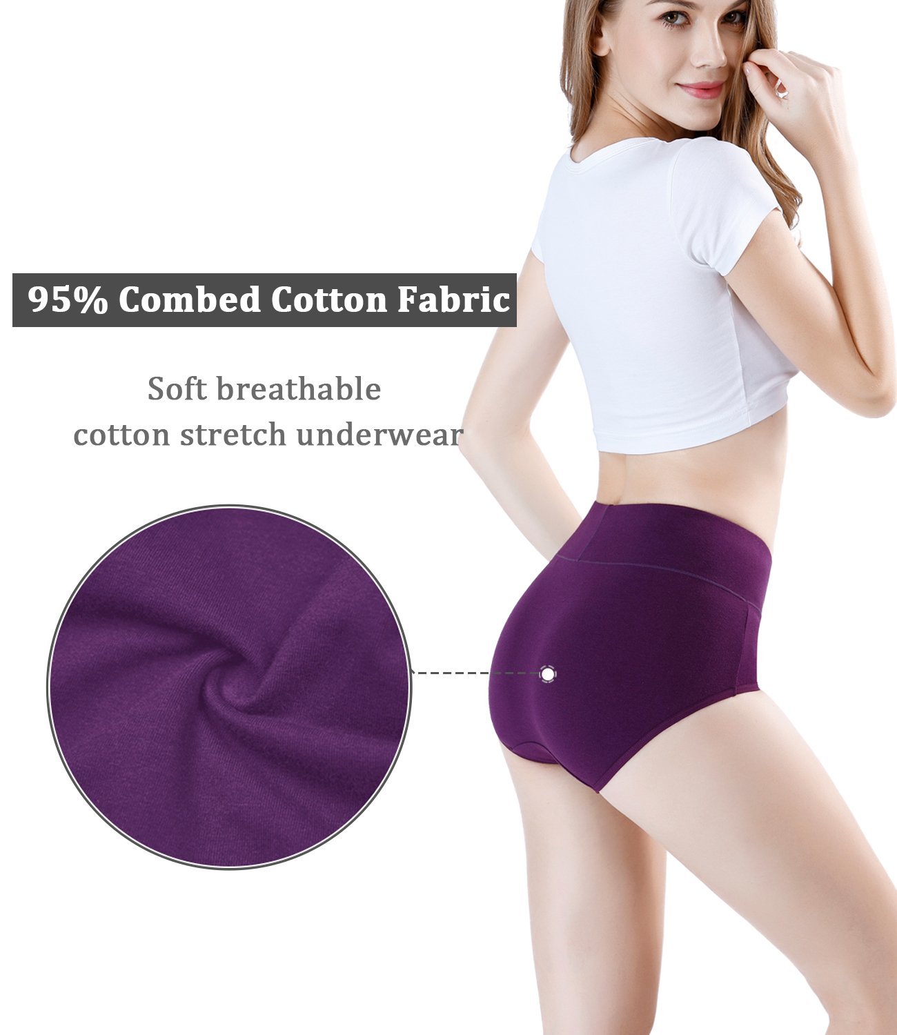 wirarpa Women's Underwear High Waist Briefs Ladies Cotton Panties 4 Pack  Sizes 5-10