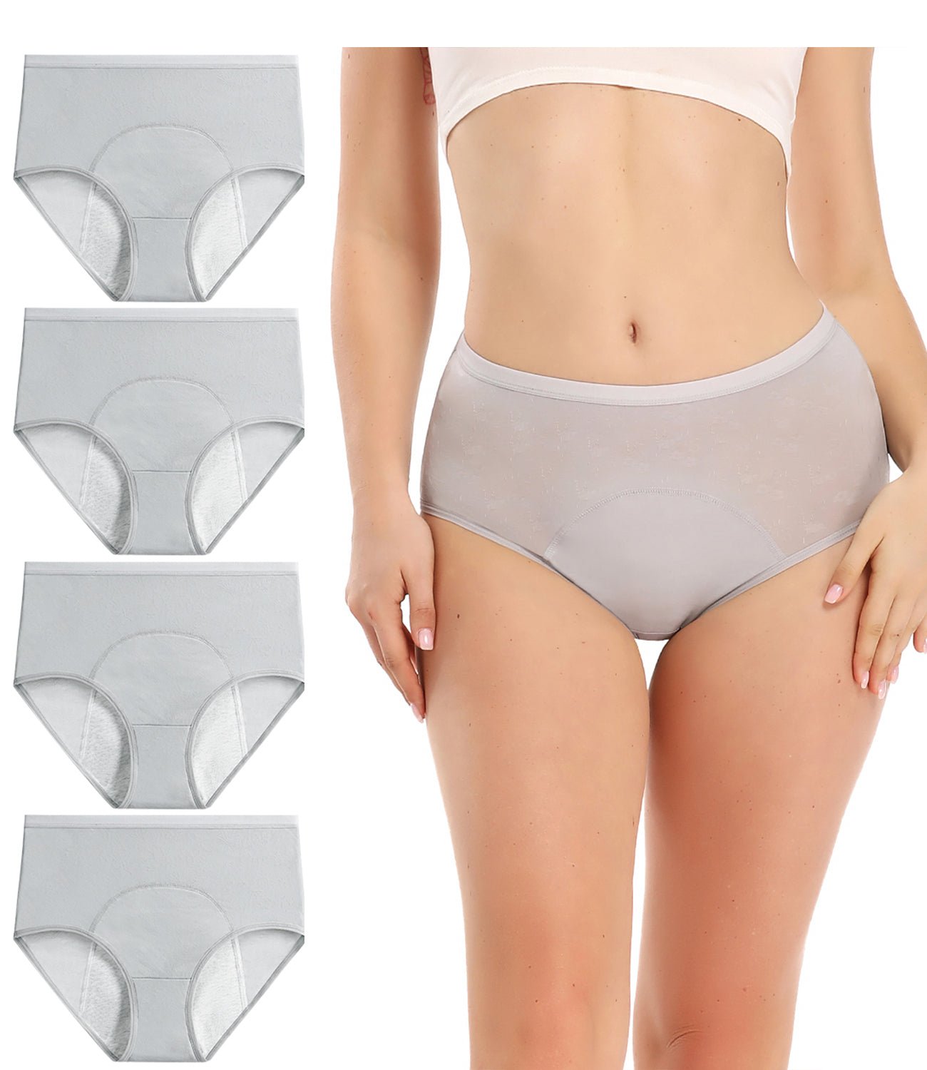Period Underwear for Women High Waist Leak-Proof Postpartum Menstrual  Panties Ladies Protective Briefs - 4 Pack(2XL,4 Color)