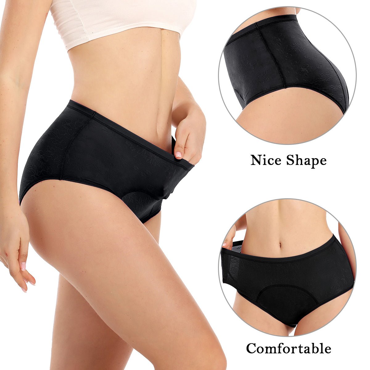 3-Pack Menstrual Period Panties for Women High Waist V-shaped Postpartum  Ladies Underwear