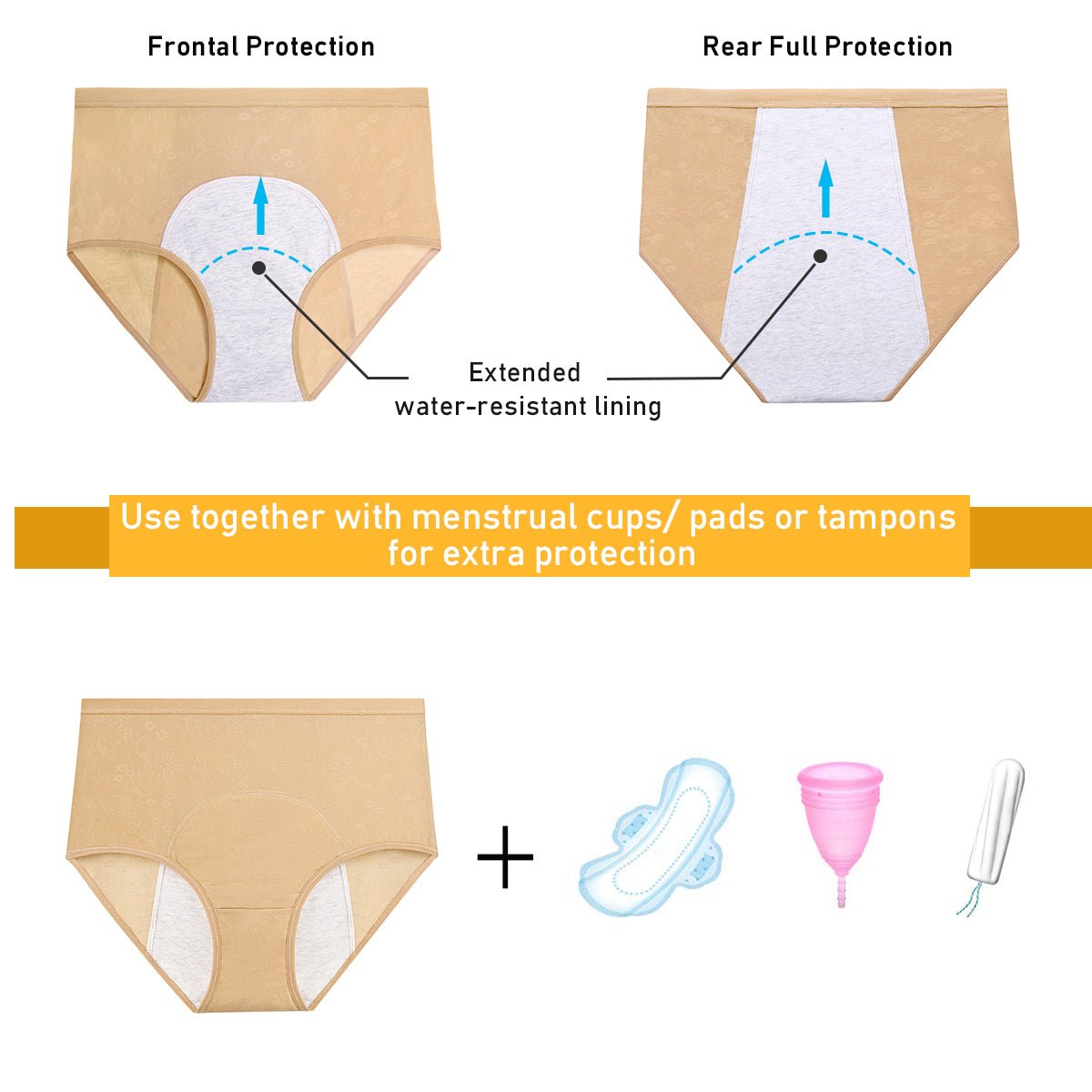 wirarpa Women's Period Panties Girls Leakproof Underwear