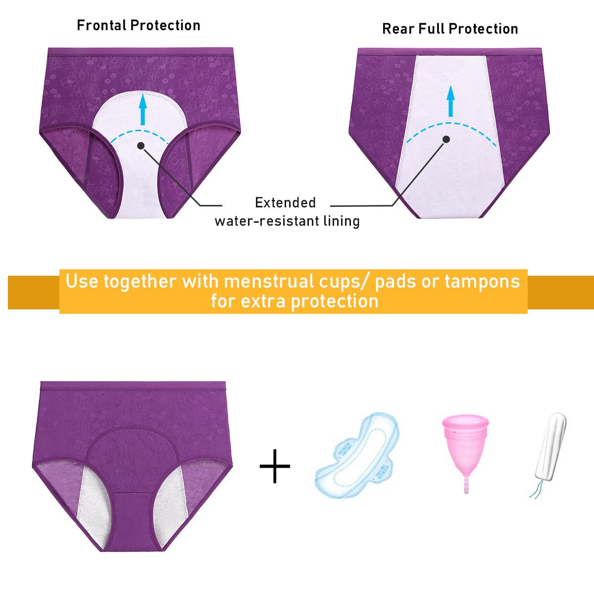 Osceola Women Period Panties, Menstrual Underwear for Women, Cotton  Mid-High Waist Postpartum Underwear Knickers with Leakproof Crotch for  Heavy Flow
