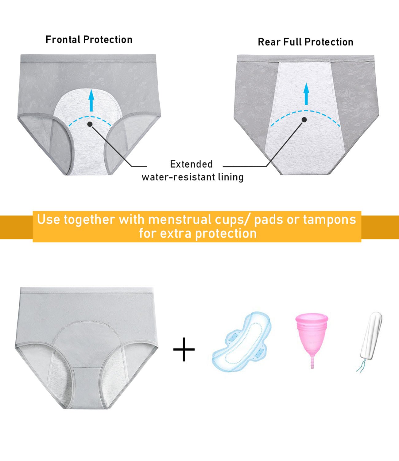 wirarpa Women's Period Panties Girls Leakproof Underwear Postpartum Briefs - Wirarpa Apparel, Inc.