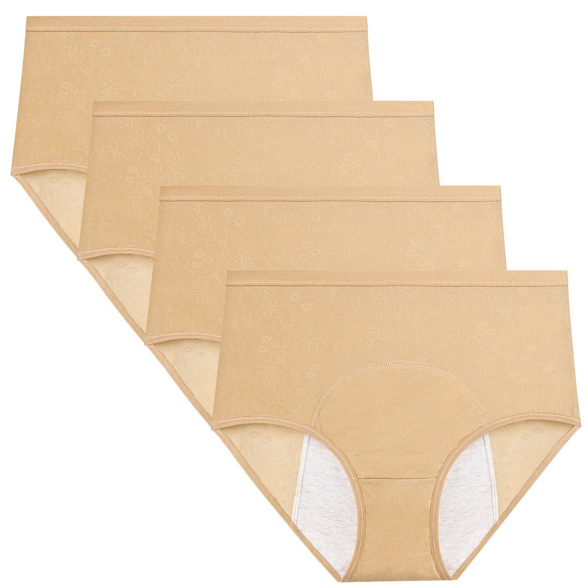 KOERIM Women's Period Underwear Mid Waisted Cotton Menstrual Underwear Soft  Breathable Period Panties Leak Proof Briefs Beige