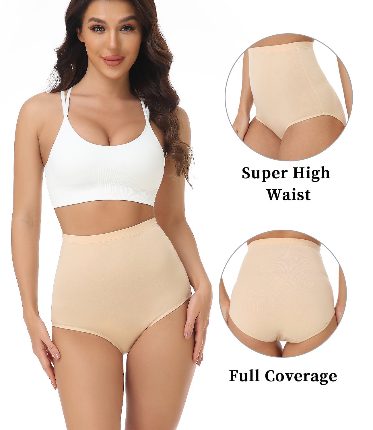 wirarpa Women's Underwear Cotton Super High Waisted Briefs Stretch