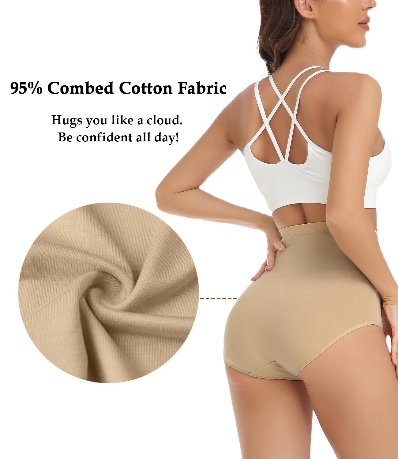 wirarpa Women's Cotton Underwear Stretch Mid Waisted Briefs Ladies Panties  5 Pack (Regular & Plus Size)