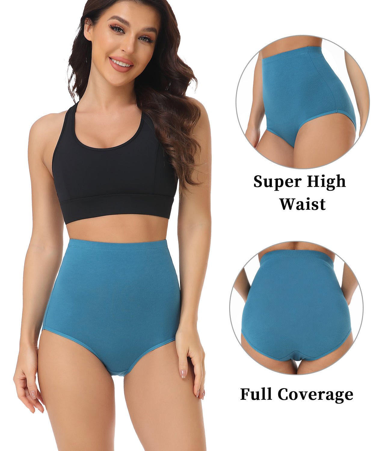 wirarpa Women's Cotton Underwear High Waist Briefs Panties Full Coverage  Underpants 5 Pack Sizes 5-10